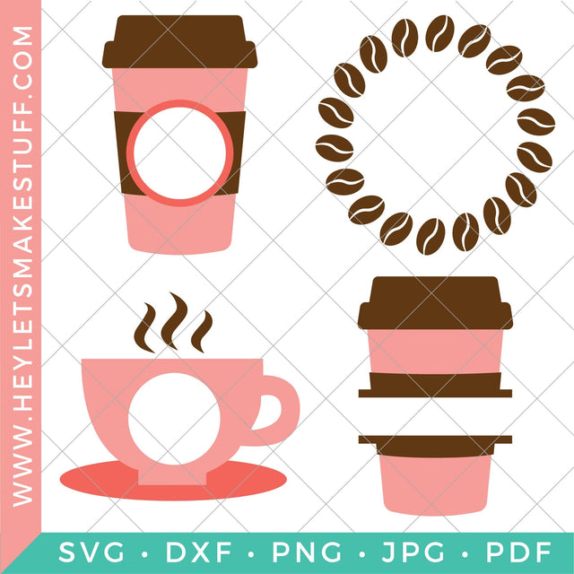 Coffee Monogram Bundle SVG Hey Let's Make Stuff 