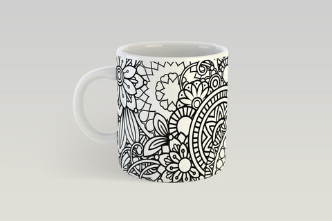 Coffee Mug PNG, Full Mug Wrap PNG Sublimation, Flower Mandala Mug Sublimation Design. Sublimation Elinorka 