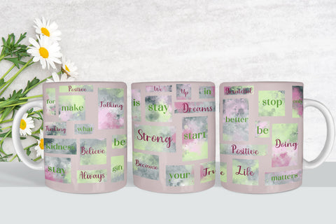 Coffee mug wrap, kind words png Sublimation LuckyTurtleArt 