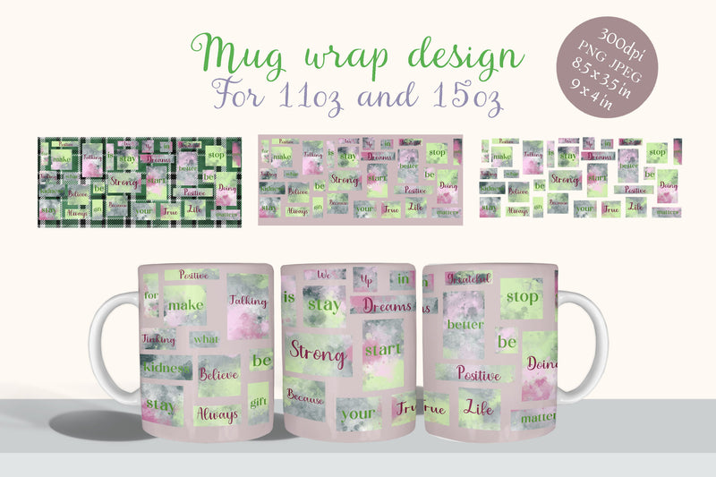 Coffee mug wrap, kind words png Sublimation LuckyTurtleArt 