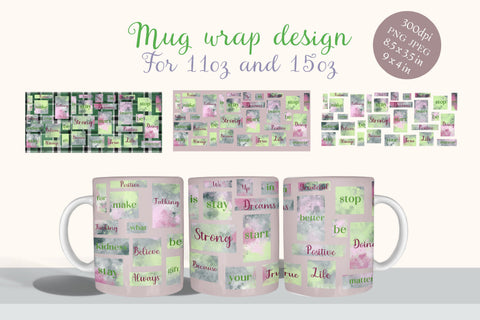 Coffee mug wrap, kind words png Sublimation LuckyTurtleArt 