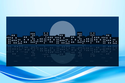 Coffee mug wrap, Night city landscape png Sublimation LuckyTurtleArt 