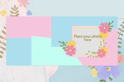 Coffee mug wrap - Spring flowers photo frame png Sublimation LuckyTurtleArt 