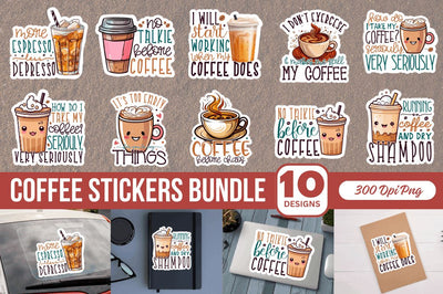 Coffee Printable Stickers Bundle Sublimation Regulrcrative 