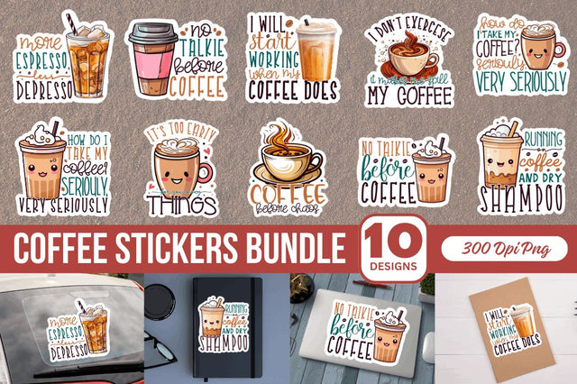Coffee Printable Stickers Bundle Sublimation Regulrcrative 