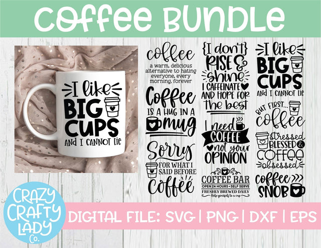 Coffee Quote | Funny Caffeine SVG Cut File Bundle SVG Crazy Crafty Lady Co. 