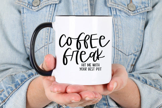 Coffee Quote SVG - Coffee Freak. Hit Me With Your Best Pot SVG Simply Cutz 