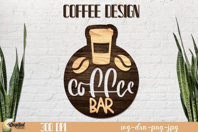 Coffee Round Sign Decor LaserCut. Coffee Bar Quote SVG. SVG Evgenyia Guschina 