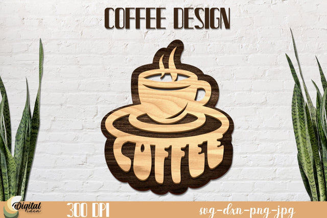 Coffee Round Sign Decor LaserCut. Coffee Quote SVG Cut File. SVG Evgenyia Guschina 