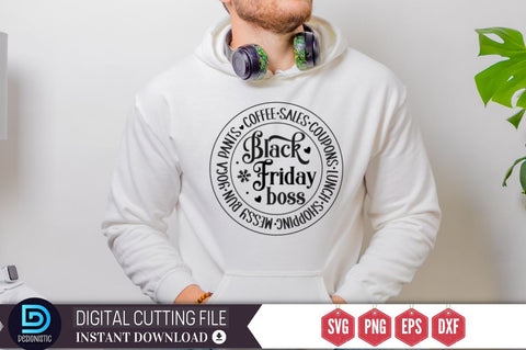 Coffee sales coupons lunch shopping messy bun yoga pants Black friday boss SVG SVG DESIGNISTIC 