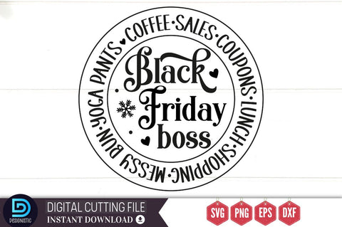 Coffee sales coupons lunch shopping messy bun yoga pants Black friday boss SVG SVG DESIGNISTIC 