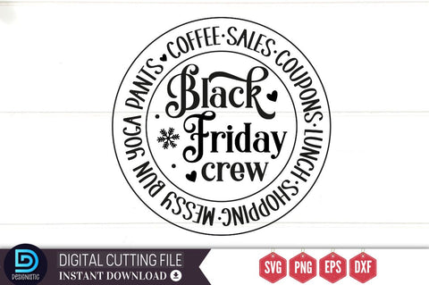 Coffee sales coupons lunch shopping messy bun yoga pants Black friday crew SVG SVG DESIGNISTIC 