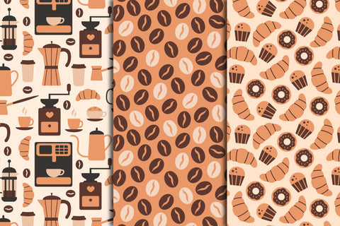Coffee Seamless Patterns Digital Pattern Rin Green 