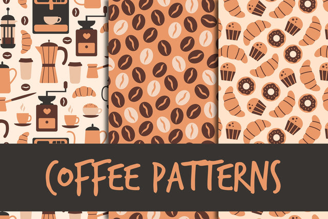 Coffee Seamless Patterns Digital Pattern Rin Green 