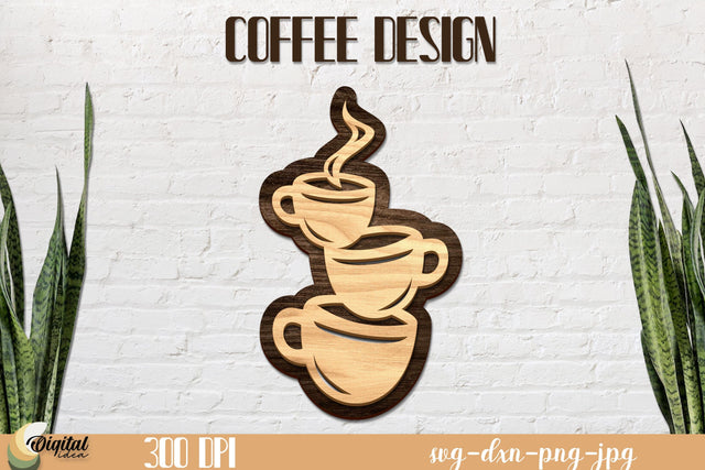 Coffee Sign Decor LaserCut. Cups of Fresh Coffee SVG Cut. SVG Evgenyia Guschina 