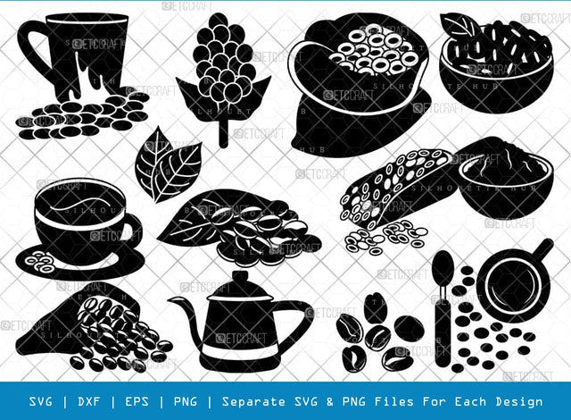Coffee Silhouette, Coffee SVG, Coffee Bean Svg, Coffee Cup Svg, Coffee Bundle, SB00785 SVG ETC Craft 