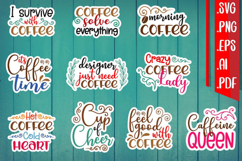 Coffee Sticker pack 2| 10 Designs SVG zafrans studio 