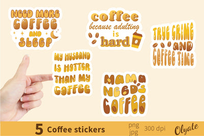 Coffee Stickers PNG. Hippie Stickers. Coffee Sublimation SVG Olga Terlyanskaya 
