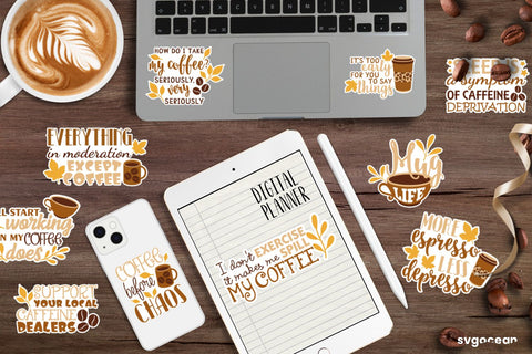 Coffee Stickers SVG Bundle | Printable | Digital SVG SvgOcean 