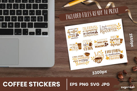 Coffee Stickers SVG Bundle | Printable | Digital SVG SvgOcean 