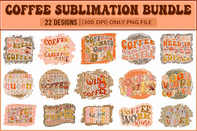 Coffee Sublimation Bundle, Retro Coffee PNG, Retro Coffee Sublimation Bundle SVG Shetara Begum 