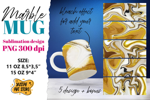 Coffee sublimation mug. Brown and gold marble 5 design PNG Sublimation Yustaf Art Store 