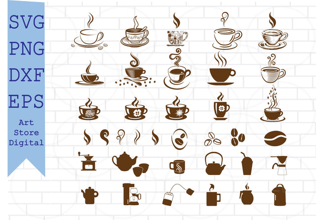 Coffee Svg Bundle, Coffee Cup Svg, Coffee Mug Svg, Coffee Clipart, Coffee Beans Svg, Coffee Pot Svg, Tumbler Svg Tea Svg, Coffee Cup Clipart SVG Artstoredigital 