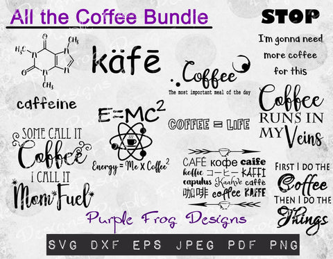 Coffee svg bundle, Coffee pdf, Coffee Sublimation, Caffeine svg, fun coffee svg, digital download design, mini bundle SVG Heather Terry Design Co. 