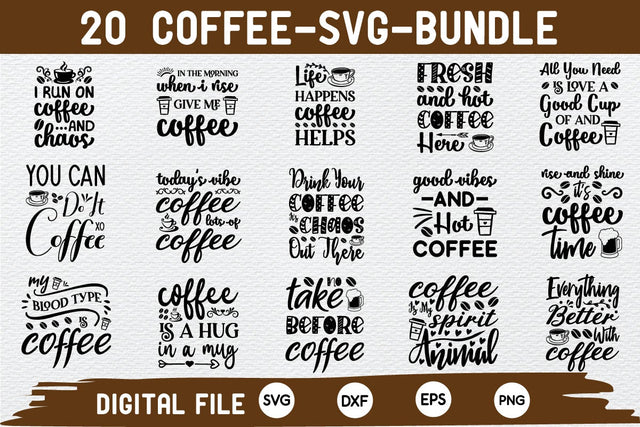 Coffee SVG Bundle Coffee Quotes commercial use svg, eps, png, dxf cutting files for cricut SVG md faruk hossain 
