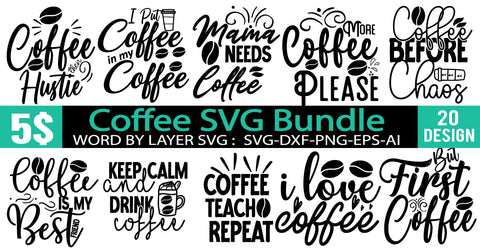 Coffee SVG Bundle , Funny Coffee SVG Bundle Quotes SVG BlackCatsMedia 