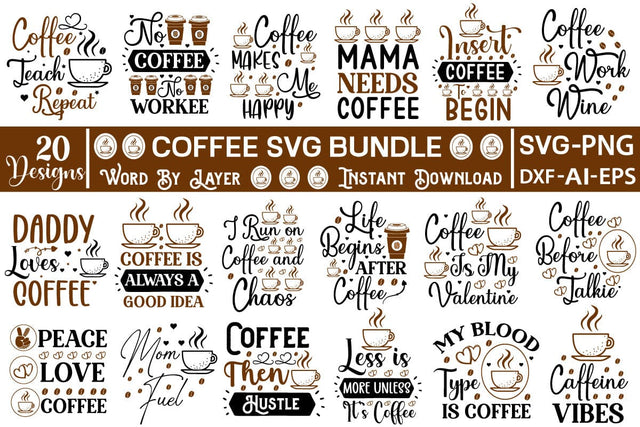 Coffee SVG Bundle SVG SVGs,Quotes and Sayings,Food & Drink,On Sale, Print & Cut SVG DesignPlante 503 