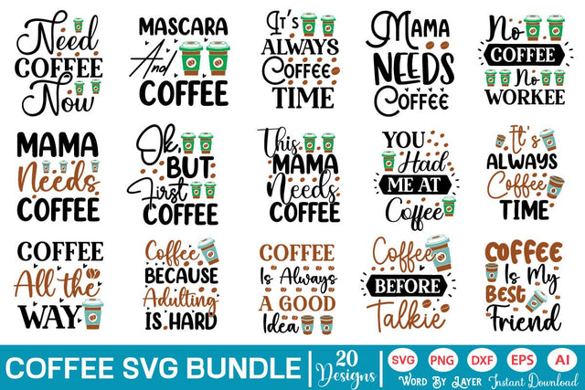 Coffee SVG Bundle SVGs,Quotes and Sayings,Food & Drink,On Sale, Print & Cut SVG DesignPlante 503 