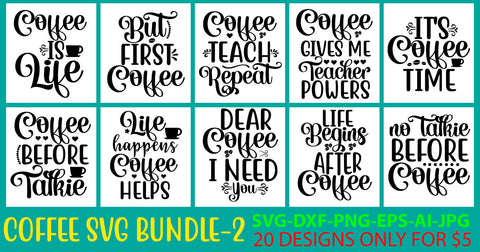 Coffee Svg Bundle Vol. 2 SVG Syaman 