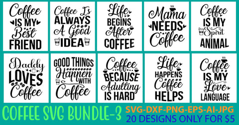 Coffee Svg Bundle Vol. 3 SVG Syaman 