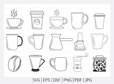 Coffee Svg, Coffee Cup Outline Svg, coffee cups Svg, Coffee Outline Svg, Paper Coffee Cup SVG, Coffee Clipart, Coffee Vector File For Cricut SVG Dinvect 