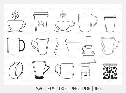 Coffee Svg, Coffee Cup Outline Svg, coffee cups Svg, Coffee Outline Svg, Paper Coffee Cup SVG, Coffee Clipart, Coffee Vector File For Cricut SVG Dinvect 