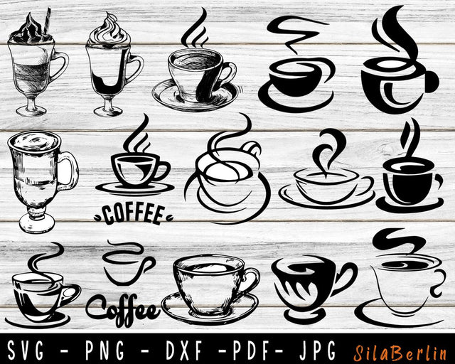 Coffee Svg, Coffee Cup svg, Coffee Cup Clipart Bundle, Coffee Tumbler svg, Coffee Mug Svg, Cut File For Cricut, Silhouette SVG SilaBerlin 