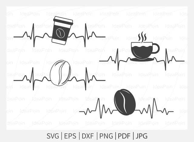 Coffee svg, coffee mug svg, coffee cup svg, ekg svg, coffee lover svg, love svg, heartbeat svg, iron on, clipart, SVG, DXF, eps, png SVG Dinvect 