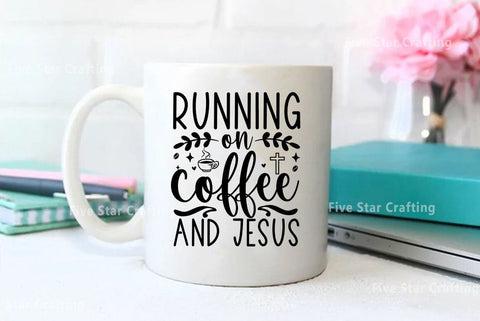 Coffee SVG Design, Running on coffee and jesus SVG FiveStarCrafting 
