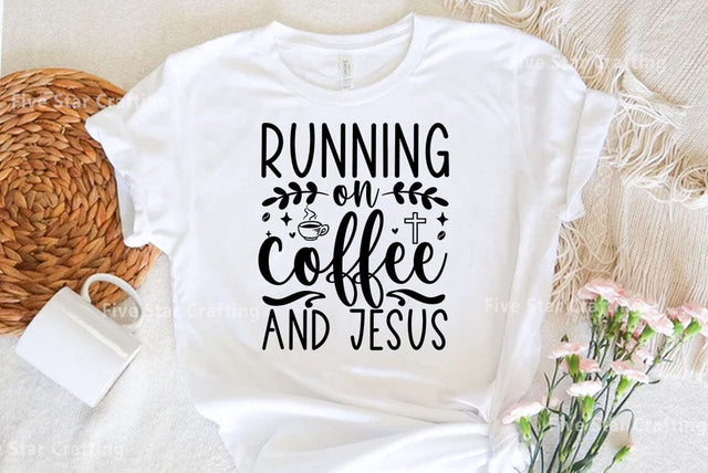 Coffee SVG Design, Running on coffee and jesus SVG FiveStarCrafting 