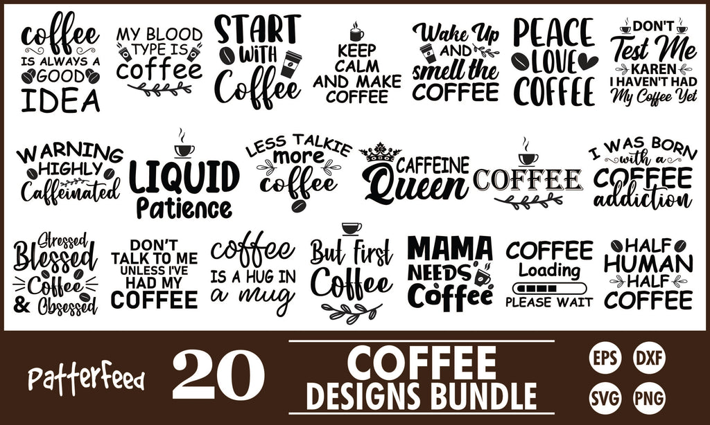 Coffee SVG Designs Bundle - So Fontsy