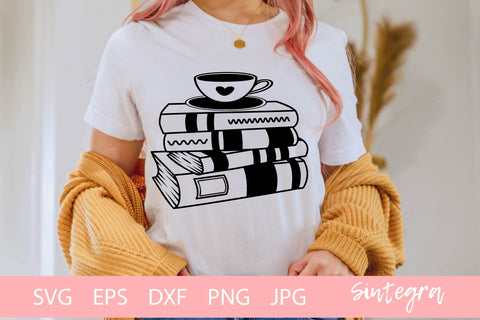 Coffee, Tea Books Stacked SVG Cut File Free For Commercial Use SVG Sintegra 
