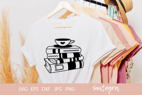 Coffee, Tea Books Stacked SVG Cut File Free For Commercial Use SVG Sintegra 
