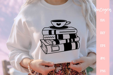 Coffee, Tea Books Stacked SVG Cut File Free For Commercial Use SVG Sintegra 