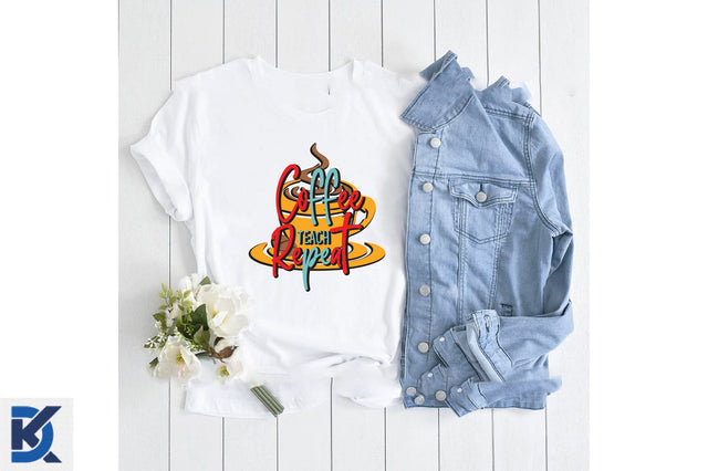 Coffee Teach Repeat Sublimation SVGista 