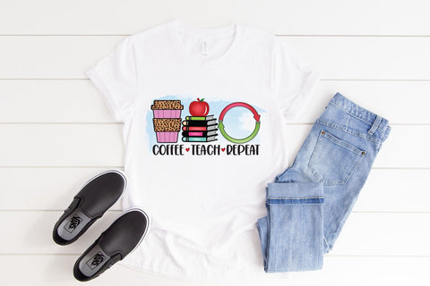 Coffee Teach Repeat | Teacher Sublimation Design Sublimation CraftLabSVG 