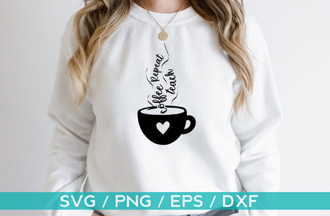 Coffee teach repeat, teacher svg designs SVG MD mominul islam 