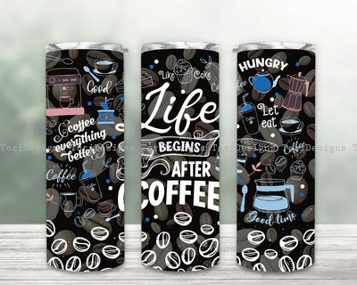 Coffee Tumbler Wrap, Tumbler Wrap PNG, Coffee Sublimation Tumbler Designs, Skinny Tumbler Wrap Template, 20oz Skinny Straight Tumbler Design Sublimation ToriDesigns 