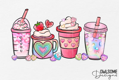 Coffee Valentine PNG Sublimation Design Sublimation Owlsome.Designs 