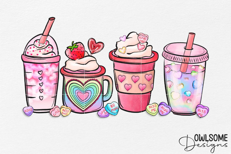 Coffee Valentine PNG Sublimation Design Sublimation Owlsome.Designs 